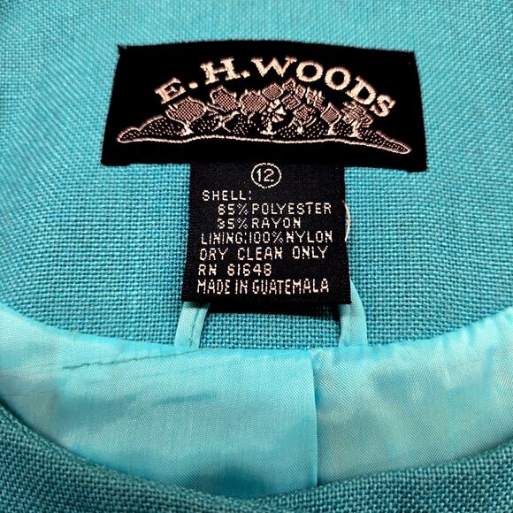 E.H. Woods Women's Blazer 12 Teal 5 Button Misses Size Large L Coat Jacket - Picture 6 of 8